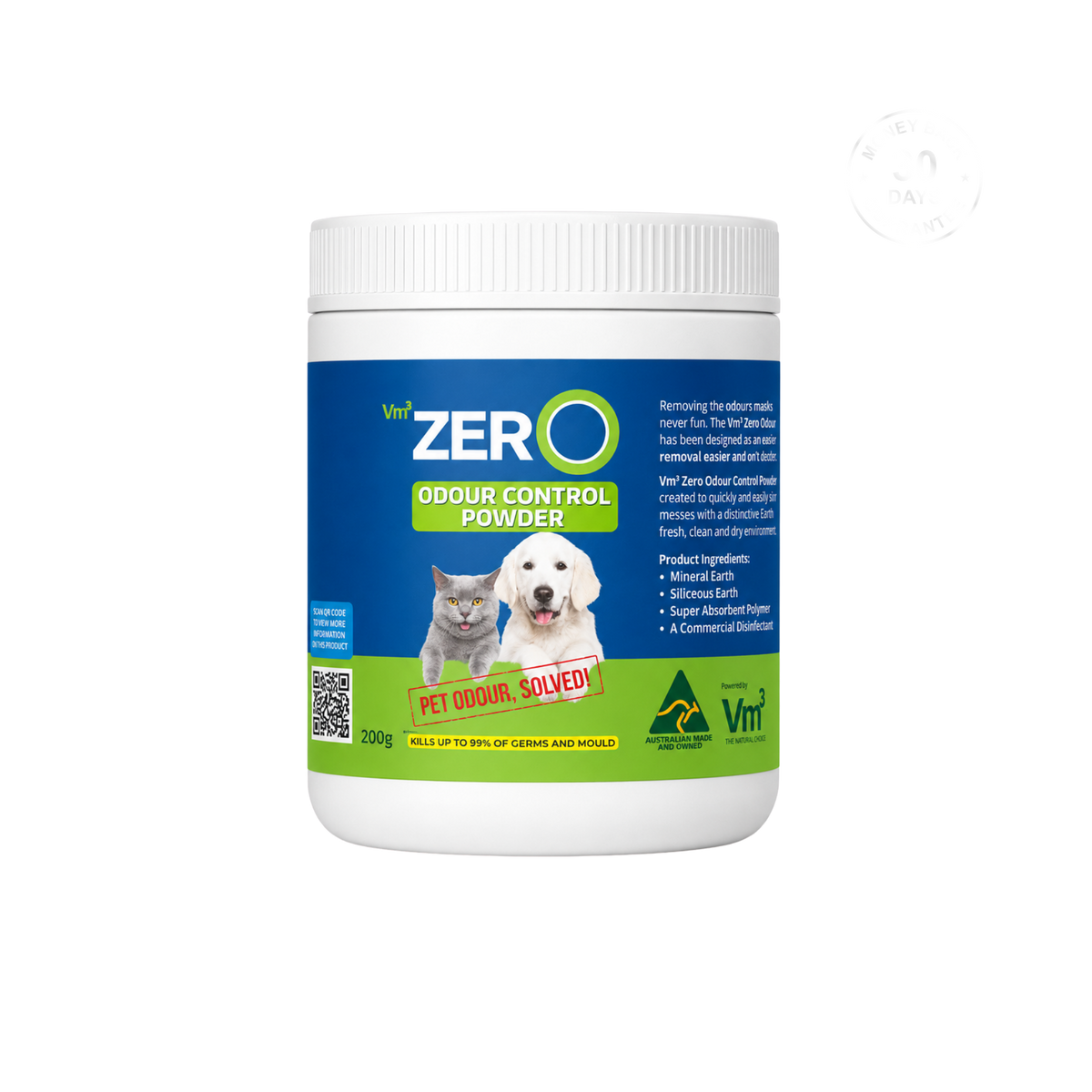Vm3Zero Pet Odour Control Powder, 200g tub