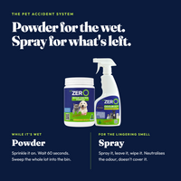 Vm3Zero Pet Odour Control Powder and Odour Control Spray shown together