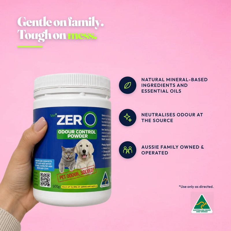 Gentle on family, tough on mess. Natural mineral-based ingredients and essential oils, neutralises odour at the source, Aussie family owned and operated. Use only as directed.